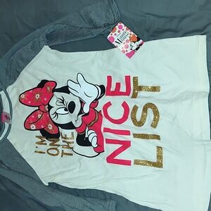 NWT Disney Minnie Mouse Christmas Shirt – XL – “I’m on the Nice List” Glitter Te